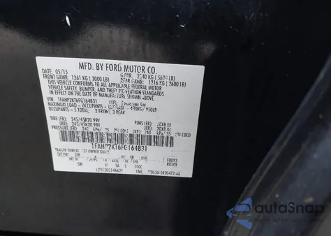 2015 Ford Taurus Sho from USA, damaged, VIN 1FAHP2KT6FG164831